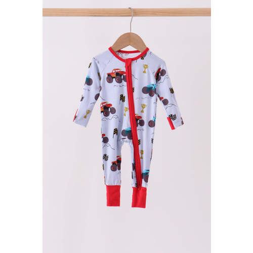 Blue Racing Car Bamboo Romper – HoneyBean