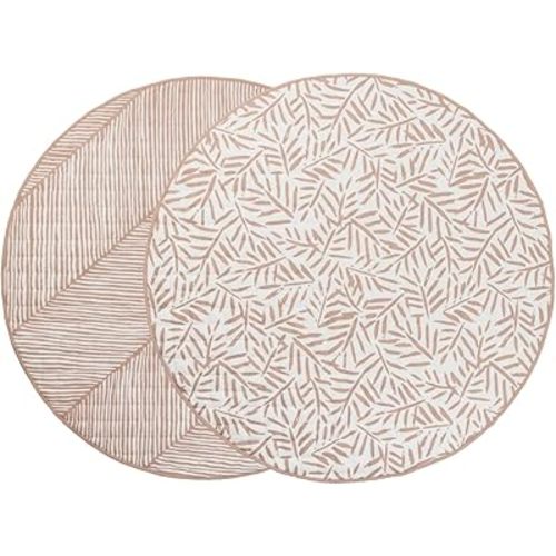 Toddlekind Organic Cotton Reversible Play Mat – 48" Handmade Blanket for Floor Activities, Tummy Time, Nursery Decor, and Family Comfort 0m+ Sea Shell (Pink)