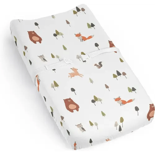 Sweet Jojo Designs Woodland Animals Boy Girl Gender Neutral Unisex Baby Changing Pad Cover Sheet Infant Newborn Diaper Table Change Mat Cover Sage Green Beige Watercolor Forest Animal Brown Bear Fox