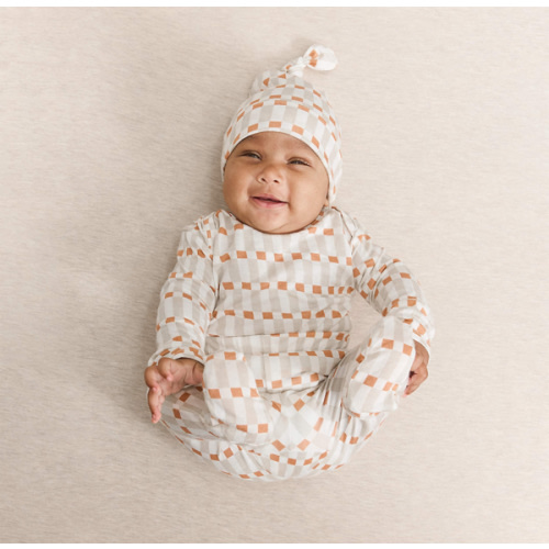 Solly Baby x Crate & Kids Biscotti Brown Check Baby Sleeper Size 0-3 Months