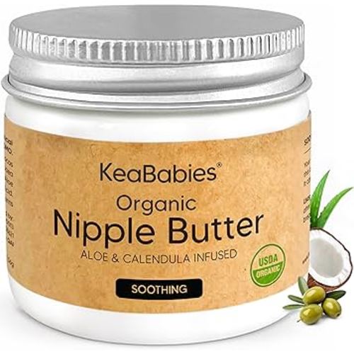 Organic Nipple Butter for Cracked, Sore, Relief - Nursing Nipple Cream Safe for Breastfeeding, 100% Natural Clean Breast Cream, Non Lanolin Balm, Mom Postpartum Breastfeeding Essentials,2oz (Soothing)