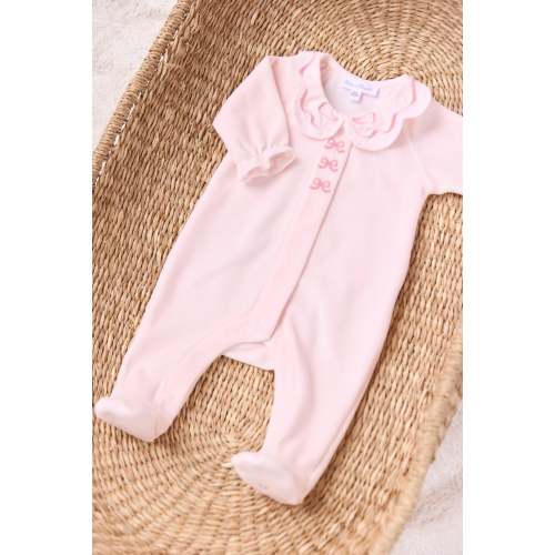 Pink Bow Embroidered Footie