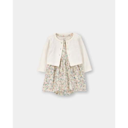 Baby Girl Floral Cardigan Dress Set - Cream | Carter's