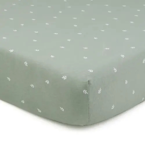4Baby Fitted Sheet Cot Foliage Sage | Baby Bunting AU