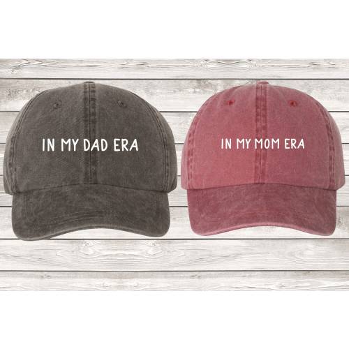 Dad Era & Mom Era Hats, Pigment Dyed Unstructured Baseball Cap, Pregnancy Announcement, Dad And Mom To Be, Baby Reveal, Choose your Color