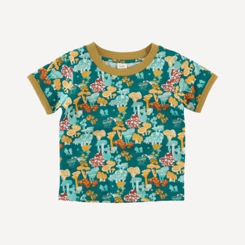 short sleeve ringer tee | magic mushrooms | organic cotton jersey