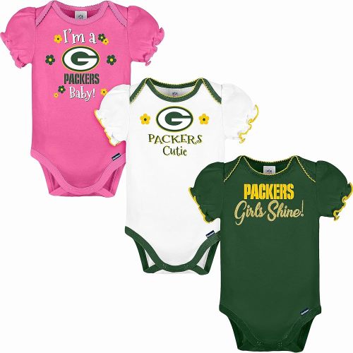 Gerber Baby Girls' NFL Team 3 Pack Short Sleeve Onesie Bodysuit