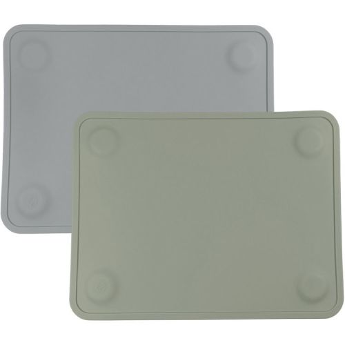 WeeSprout Silicone Suction Placemats for Babies, Toddlers & Kids - Small, 2 Pack (Matte Dark Gray & Green)