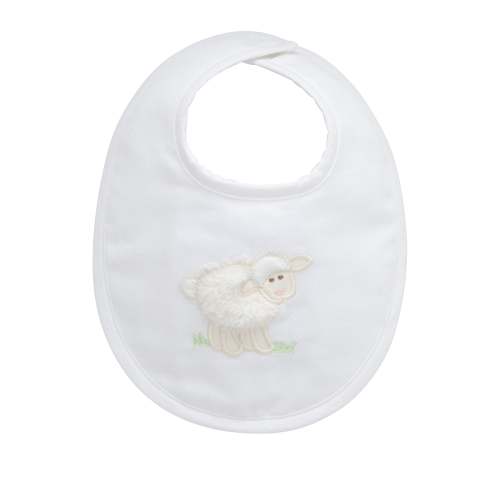 Lamb Applique Basic Bib, White