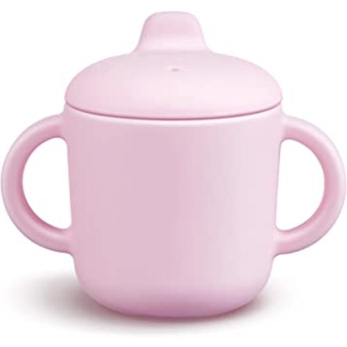 6 Months+ Sippy Cups with Handles,Small Silicone Sippy Cups Leak Proof 5oz,No Spill Sippy cups for Toddlers (Pink)