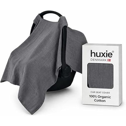 Car Seat Cover Baby - Organic Cotton - Carseat Covers Baby - Carseat Cover - Car Seat Canopy - Carseat Canopy - 100% Muslin Cotton, 43" x 32" (Soft Grey)