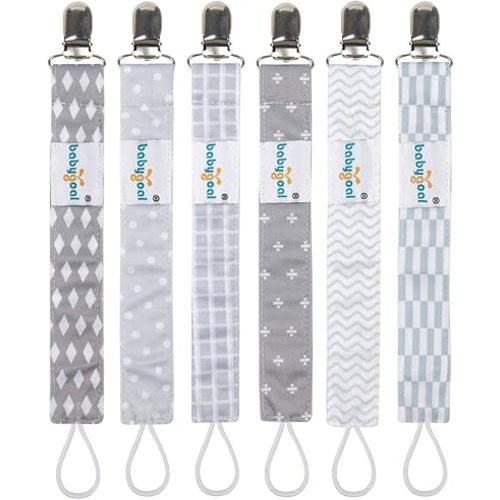 Metal Pacifier Clips, 6 Pack Pacifier Holder Fits Most Pacifier Styles and Pacifier Clips 6MP09-CA