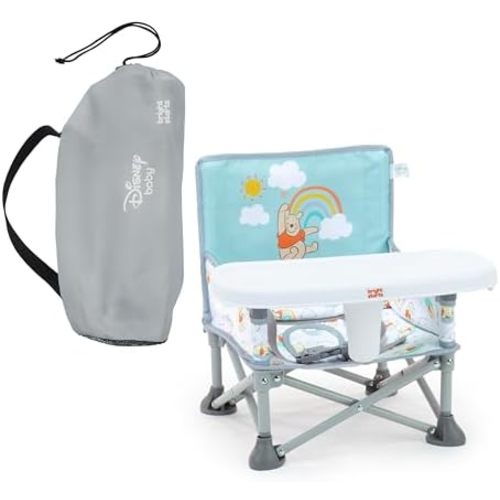 Bright Starts Disney Winnie The Pooh Pop 'N Sit Portable Booster, Indoor/Outdoor Use, Floor Seat with Feeding Tray, 6 Mos - 3 Yrs