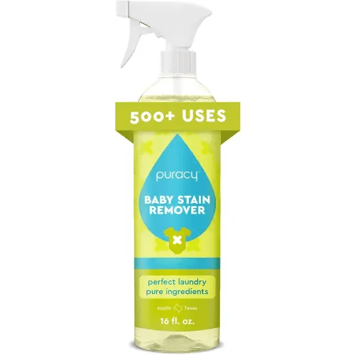 Puracy Stain Remover for Baby Clothes and Cloth Diapers, Newborn Baby Essentials Must Haves, Enzyme-Based Laundry Spray, Natural Spot and Odor Cleaner, 16 Oz