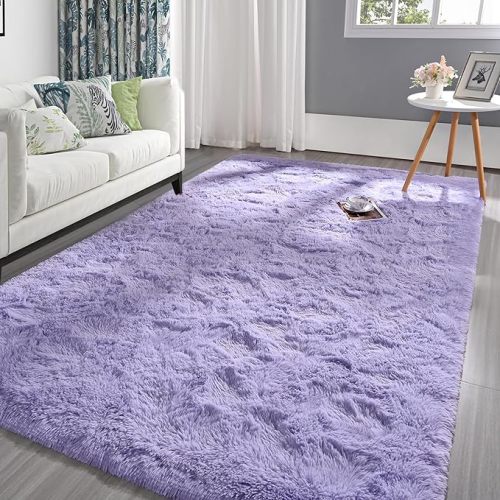 Pettop Fluffy Lavender Purple Rug for Bedroom Living Room, 8x10 Feet Super Soft Shaggy Plush Fuzzy Rugs for Girls Kids Boys, Non-Slip and Washable Rug for Nursery Classroom, Carpet for Rooms Decor
