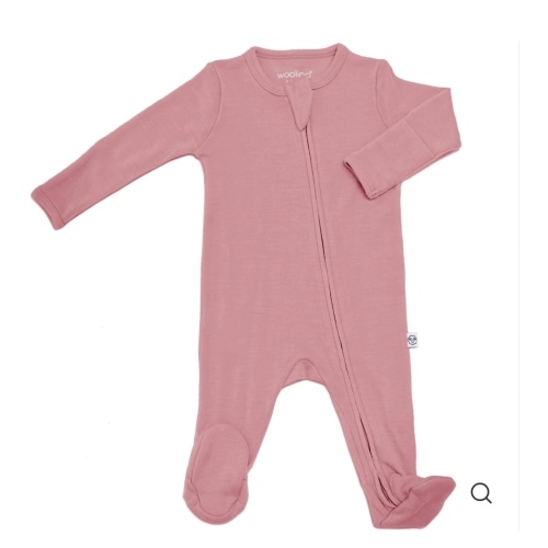 Footie Pajamas, Merino Wool, Blush
