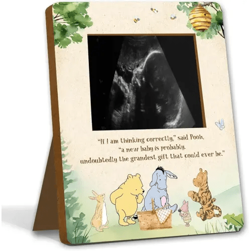 Winnie Pregnancy Milestone Keepsake & Ultrasound Picture Frame - Baby Shower Sign & Decor - Gifts for Gender Reveal