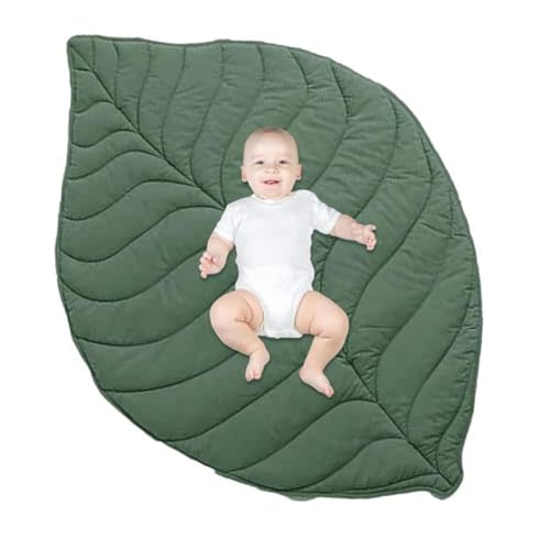 Yuehuam Baby Cotton Play Mat 56.3x42.1inch Leaf Type Floor Cushion Crawling Pad Nursery Rug Baby Activity Carpet for Kid Baby Infant Room Decoration, Photo Studio Prop