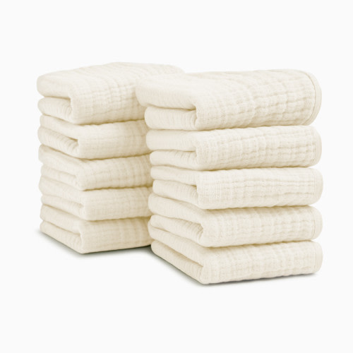 Small Story Muslin Washcloths (10 Pack) - White