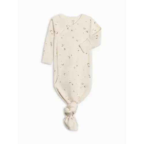 (0-3 M) Knotted Gown - Moon/Taupe