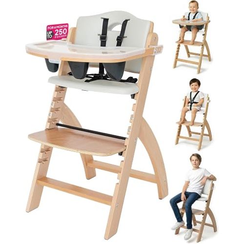 Abiie Beyond Junior Convertible Wooden High Chair with Removable Tray
