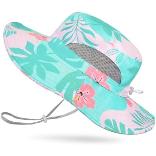 Kids Sun Hat for Girls Mesh Bucket Hat Toddler UV Protection Beach Hat Kids Foldable Fishing Hat for Girls 2-8 Years