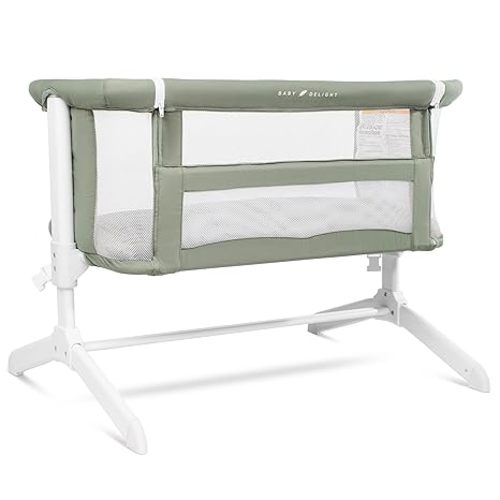 Baby Delight Beside Me Serenity Bassinet | Lightweight Bedside Sleeper & Baby Bassinet | 7-Position Height Adjustment | 100% GOTS Certified Organic Cotton Fabric | Organic Sage