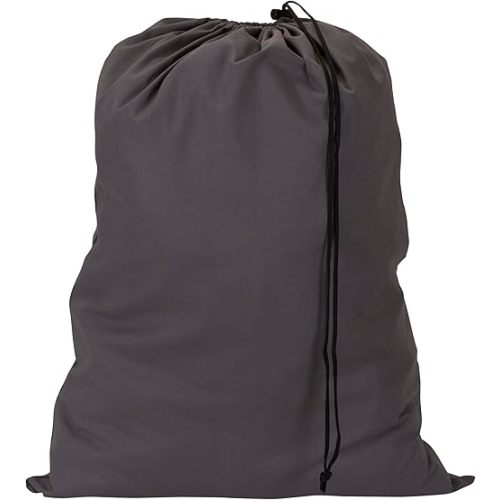 Household Essentials Cotton Laundry Bag, Large, 100% Cotton, Drawstring Top with Cord Lock, Machine Washable, 3 to 4 Load Capacity, Versatile and Compact, Breathable, Foldable, Gray