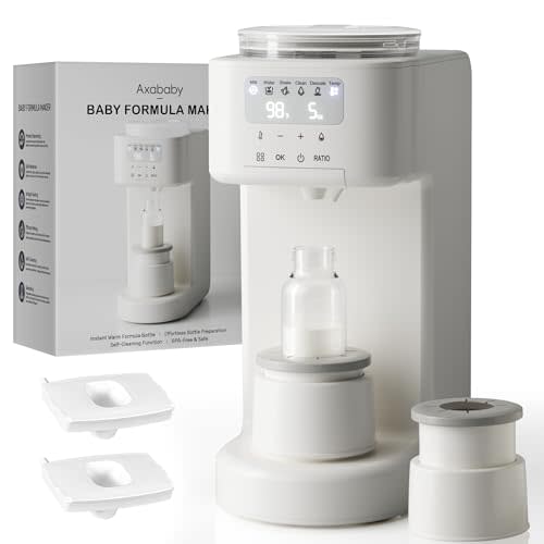 Axababy Advanced Baby Formula Dispenser with Automatic Mix & Clean, Fast Formula Maker with Accurate Sensors, Instant Warm Water, Moisture-Proof Design, Fits Most Bottles & Formula, Dishwasher-Safe
