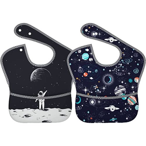 Qwalnely Baby Stuff Baby Bibs 2Packs for 6-24 Months Waterproof Washable Fabric