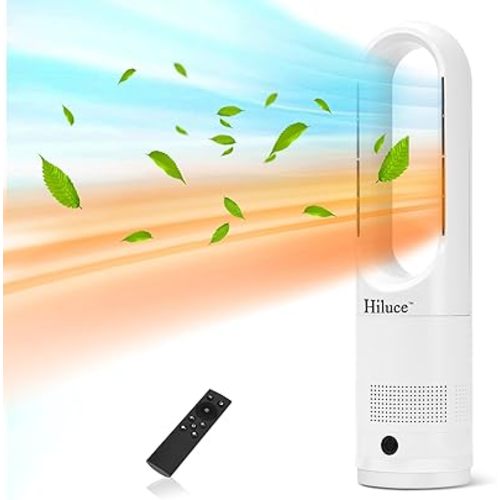 All Season Bladeless Fan, 1400W Space Heater & 40W Tower Fan Combo with Remote,25dB Quiet Heater Fan Combo for Indoor Use,Tip Over and Overheat Protection 80°Oscillation,8Levels, 9H Timer,22"