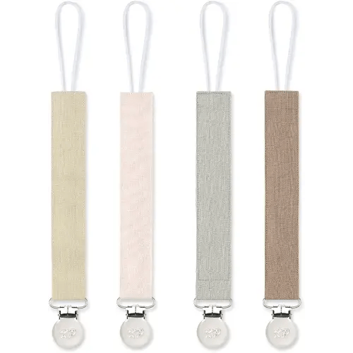 Pacifier Clip for Boys and Girls, 4 Pack Pacifier Holder Fabric Leash Binky Holder with Clip Unisex Baby Shower Birthday Christmas Set 4 Pack