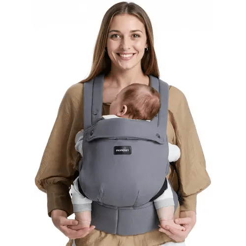 Momcozy Baby Carrier - Ergonomic, Cozy and Lightweight Carrier for 7-44lbs, Effortless to Put On, Ideal for Hands-Free Parenting, Enhanced Lumbar Support, Purehug for Infant to Toddler, Grey