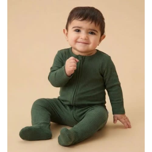 Ribbed Clever Zip Footed Baby Pajamas Ribbed Blue / Newborn