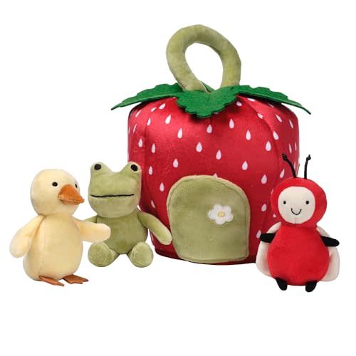 Lambs & Ivy Strawberry Soft Plush Interactive Play Set with Stuffed Animal Toys