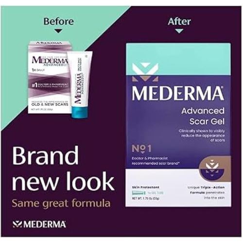 Mederma Advanced Scar Gel - 1x Daily - Reduces The Appearance of Old & New Scars - #1 Doctor & Pharmacist Recommended Brand for Scars - 1.76oz.