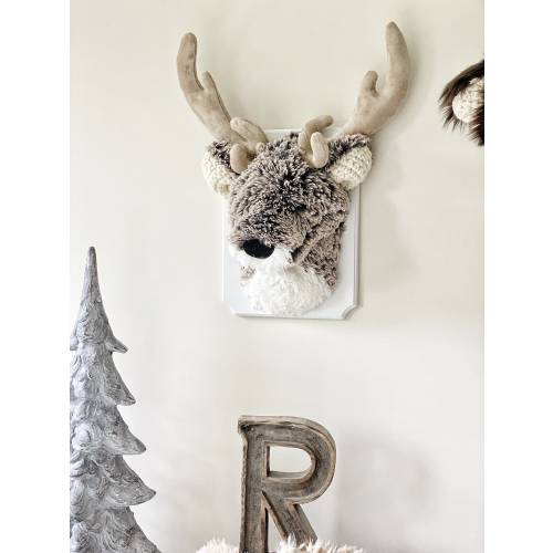 Plush Deer Head Wall Mount: Brown Faux Taxidermy, Woodland Nursery Decor
