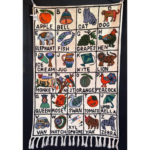 Handmade Wall Hanging ABC Tapestry with Animal Embroidery: ABC Nursery Decor | Alphabet Poster for Kids Bedroom