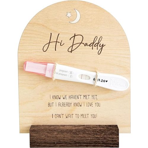 Pregnancy Announcement For Dad- Hi Daddy Pregnancy Test Keepsake Wooden Sign- Baby Surprise Announcement Ideas, Pregnancy Reveal To Husband, Daddy To Be Gifts