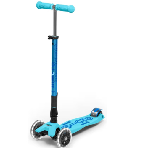 Micro Kickboard | Maxi Foldable LED Kids Scooter for Ages 5-12 | Children up to 110 lbs | 3 Wheel Lean-to-Steer Design | Adjustable T Bar | Smooth Ride, Motion Activated PU LED Wheels | Swiss Design