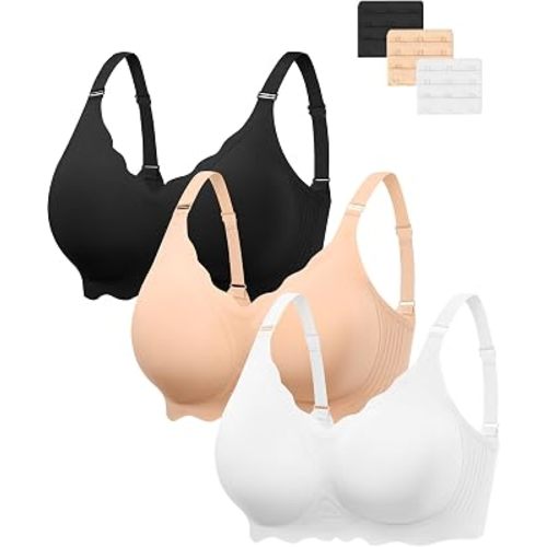 Angelhood Seamless Jelly Bras for Women Wireless Push Up T-Shirt Bra Pack