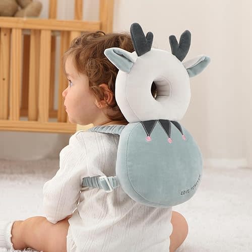 Baby Head Protector Backpack - Soft & Lightweight Head Protection Pillow for Bebe Walking and Crawling(Deer)