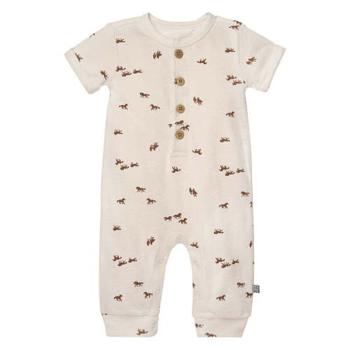 Modern Moments by Gerber Gender Neutral Short Sleeve Henley Romper, Sizes 0/3 Months - 24 Months