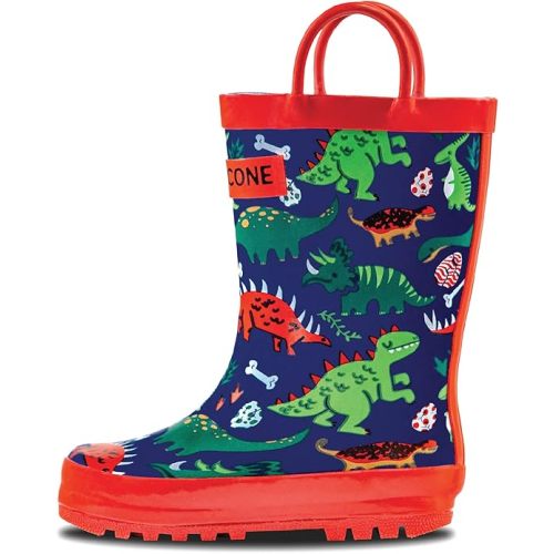 Lone Cone Kids Rain Boots for Girls & Boys – Waterproof Natural Rubber Toddler Rain Boots with Non-Slip Outsole & Easy Pull Handles – Solid, Pattern & Glitter Designs