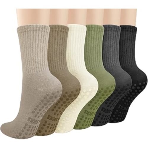Justay 6 Pairs Pilates Socks with Grips for Women, Grip Non Slip Yoga Socks