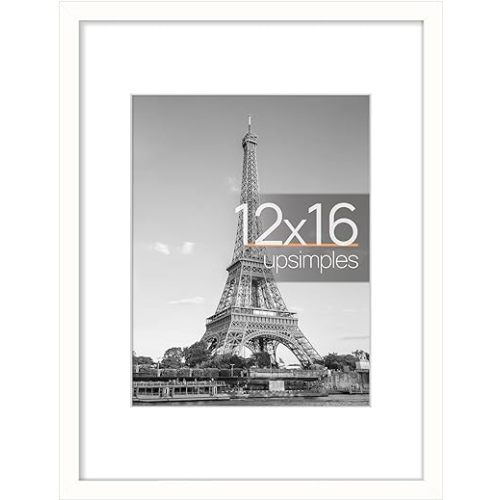 Amazon.com - upsimples 12x16 Picture Frame, Display Pictures 8.5x11 with Mat or 12x16 Without Mat, Wall Hanging Photo Frame, White, 1 Pack