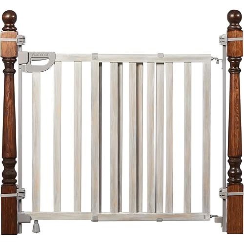 Summer Infant Banister and Stair Wood Safety Gate with Extra Wide Door Design and Comfort Grip handle for Easy One Handed Release, Multicolor