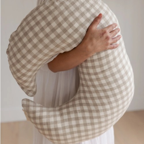 Nursing Pillow & Cover- Moon Shape- Gingham
