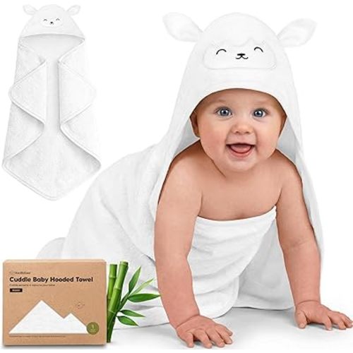 KeaBabies Hooded Baby Towel for Newborn - Viscose Derived from Bamboo Large Baby Bath Towels with Hood for Boys, Girls, Toddler, Extra Absorbent & Soft Newborn Bath Essentials (Lamb, Regular)