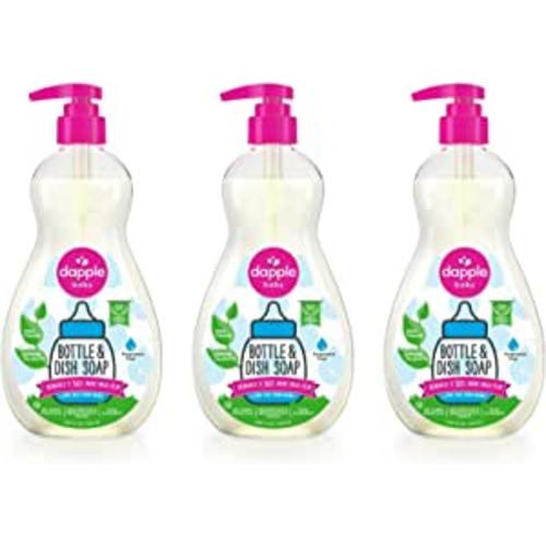 Dapple Baby, Bottle and Dish Soap Dish Liquid Plant Based Hypoallergenic 1 Pump Included, Packaging May Vary, Fragrance Free, 16.9 Fl Oz (Pack of 3)